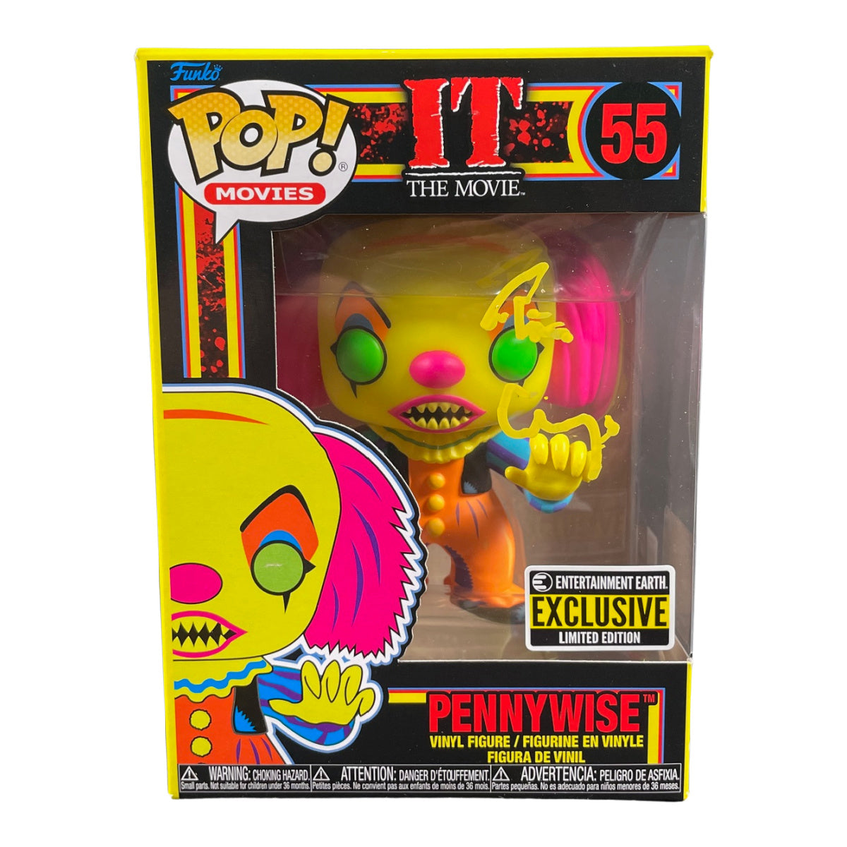 Tim Curry Signed Funko POP IT Pennywise #55 Autographed JSA COA Blacklight Yellow