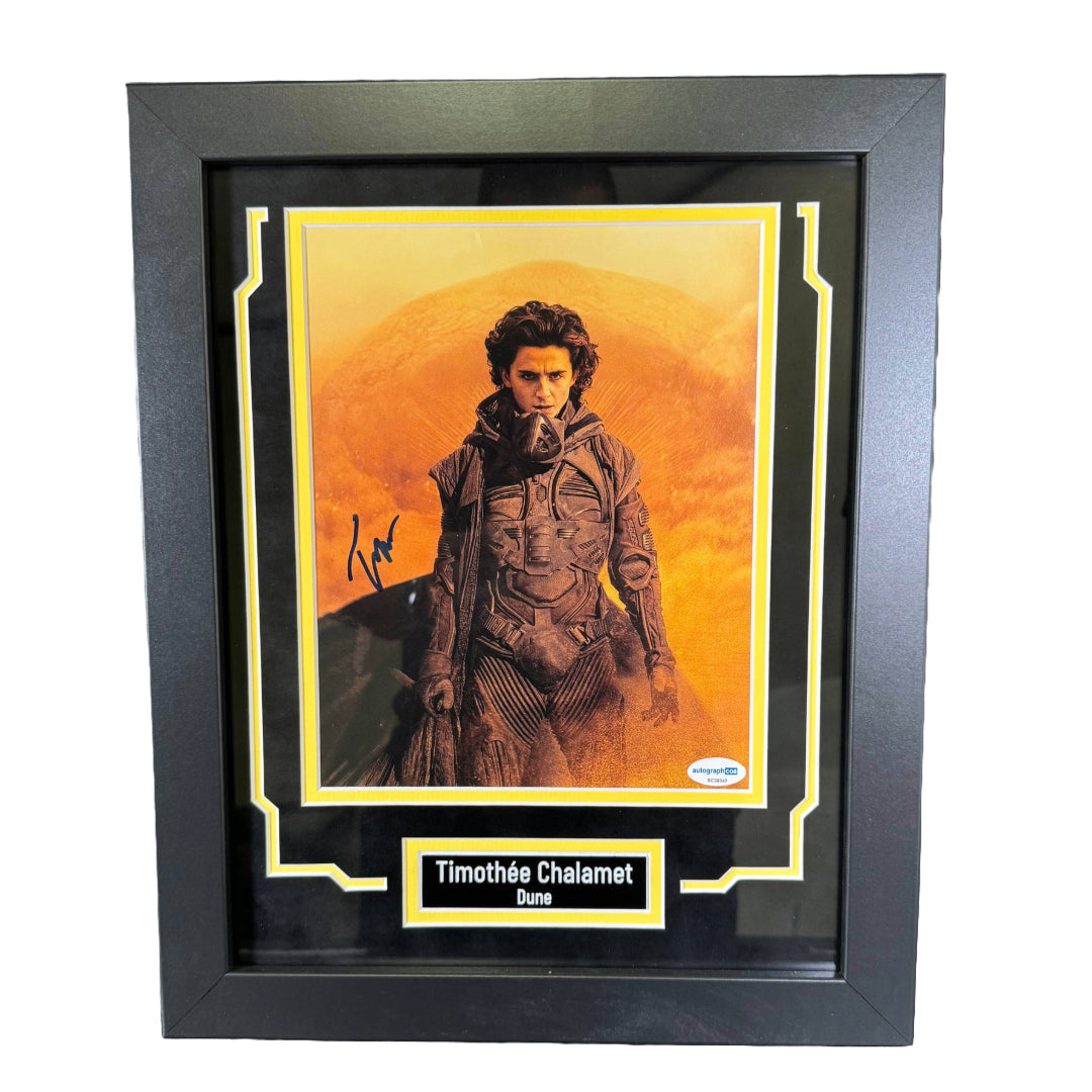 Timothée Chalamet Signed and Custom Framed Dune 8x10 Photo Autographed ACOA