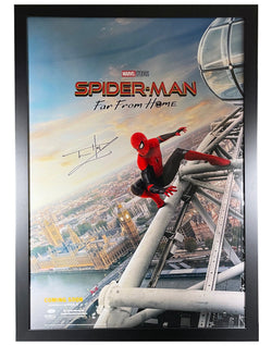 Image of Tom Holland Signed Custom Framed 27x41 Spider-Man Far From Home Movie Poster JSA LOA
