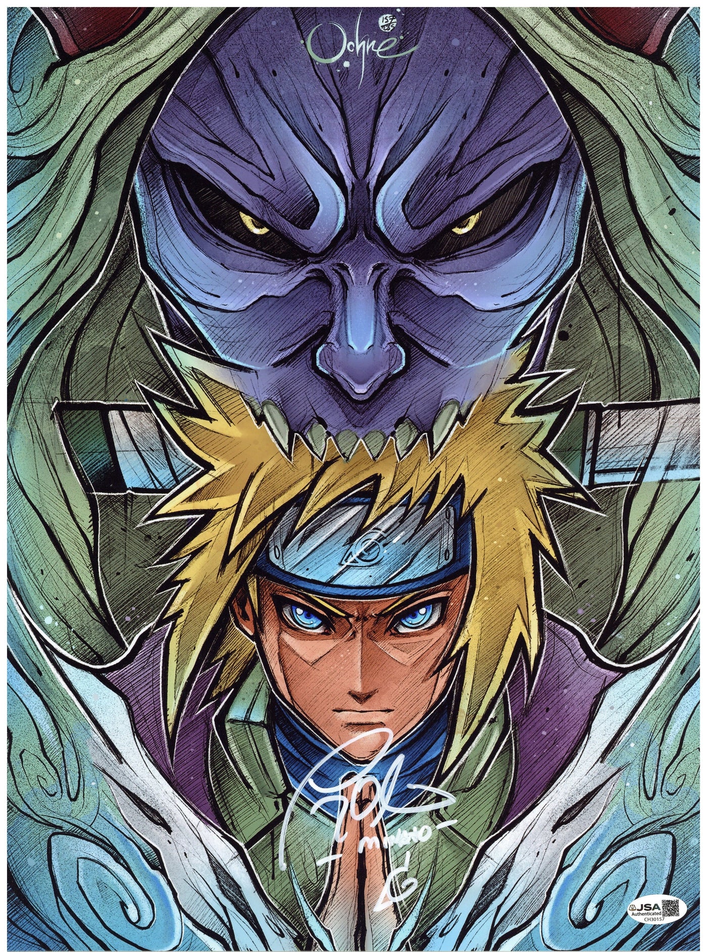 Tony Oliver Signed 12x16.5 Art Print Naruto Anime Autographed JSA COA