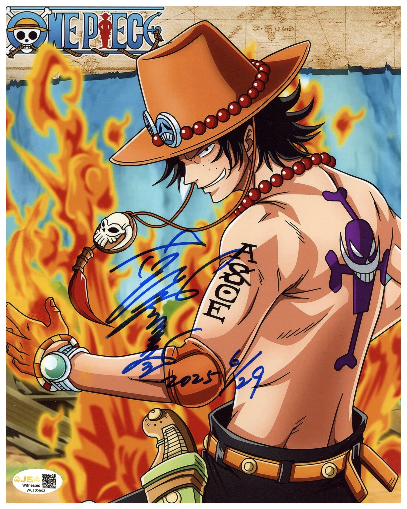 Toshio Furukawa Signed 8x10 Photo One Piece Portgas D. Ace Anime Autographed JSA COA