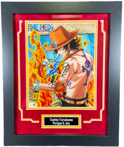 Image of Toshio Furukawa Signed Custom Framed 8x10 Photo One Piece Portgas D. Ace JSA COA