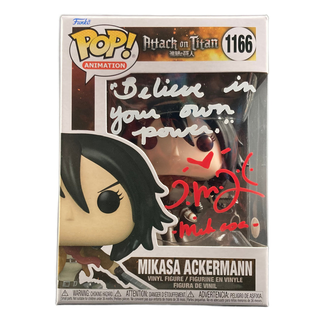 JSA Mikasa Ackermann Signed by Trina Nishimura Attack On Titan Chalice outlet Funko B