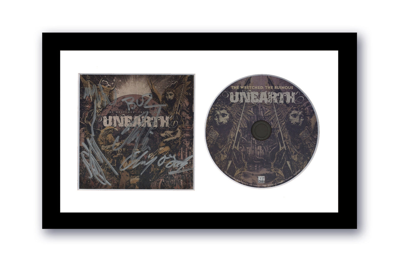 Unearth Signed 7x12 Custom Framed CD The Wretched The Ruinous Autographed ACOA