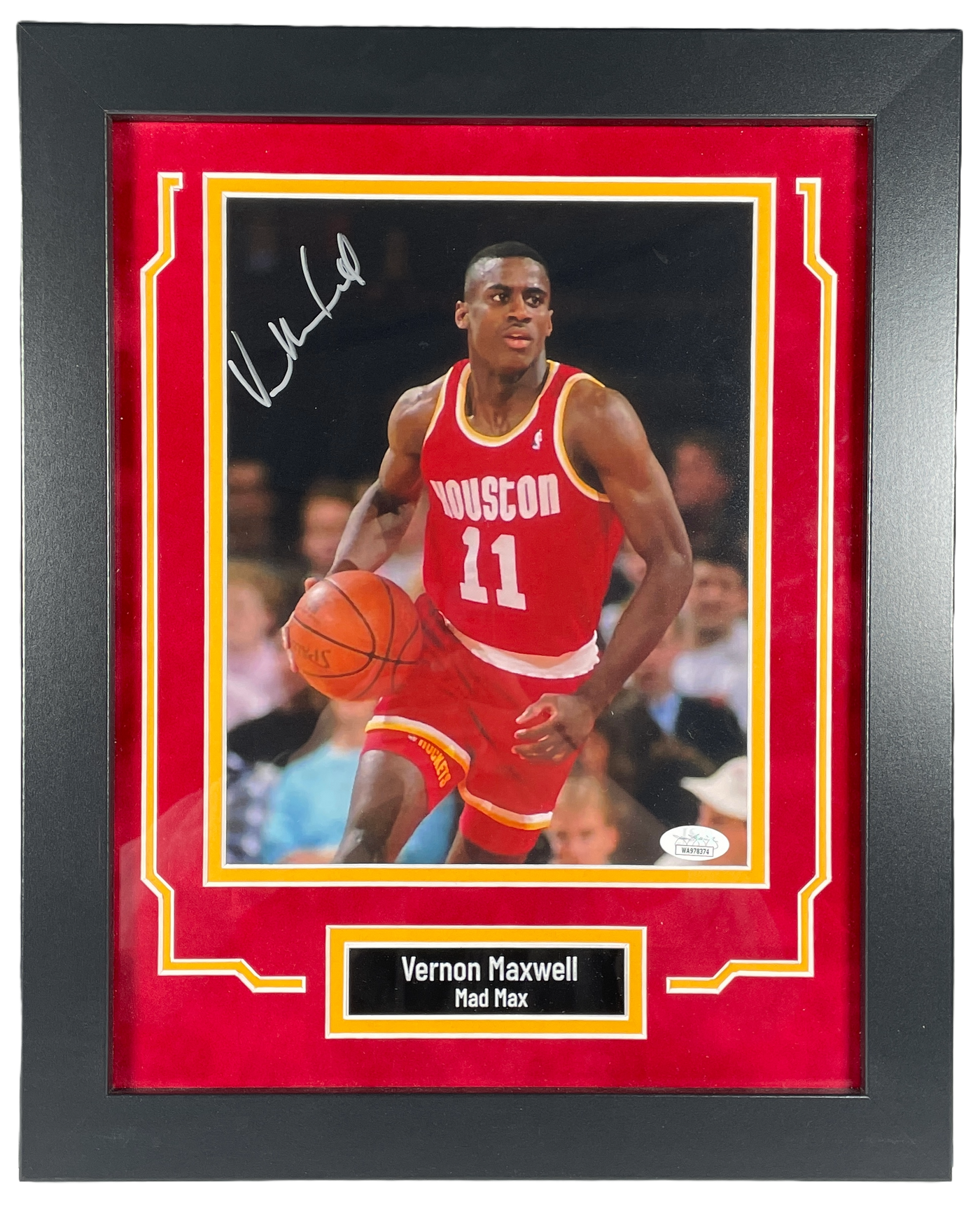 Vernon Maxwell Signed Custom Framed 8x10 Photo Houston Rockets Mad Max JSA COA 2