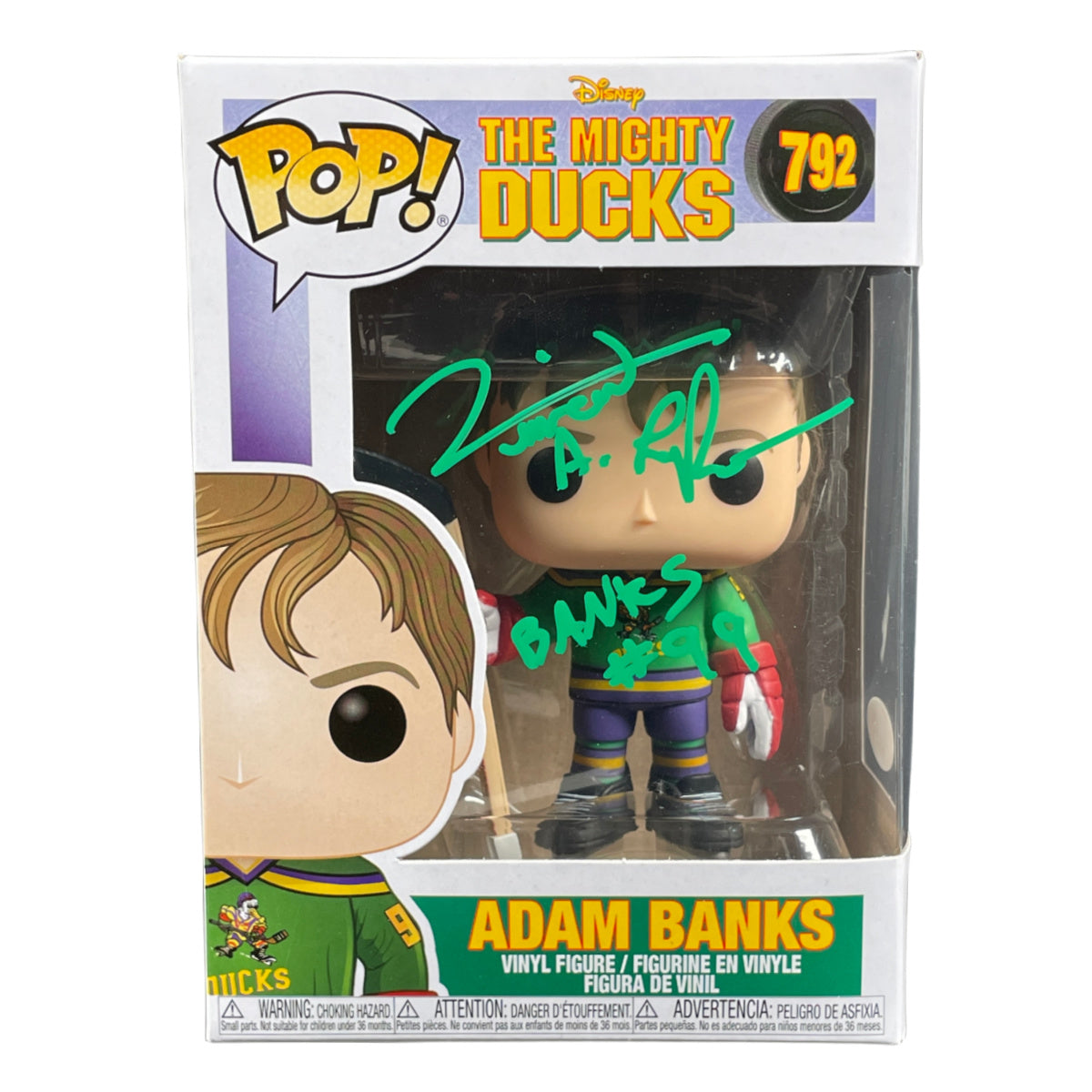Vincent LaRusso Signed Funko POP Mighty Ducks Adam Banks Autographed JSA COA