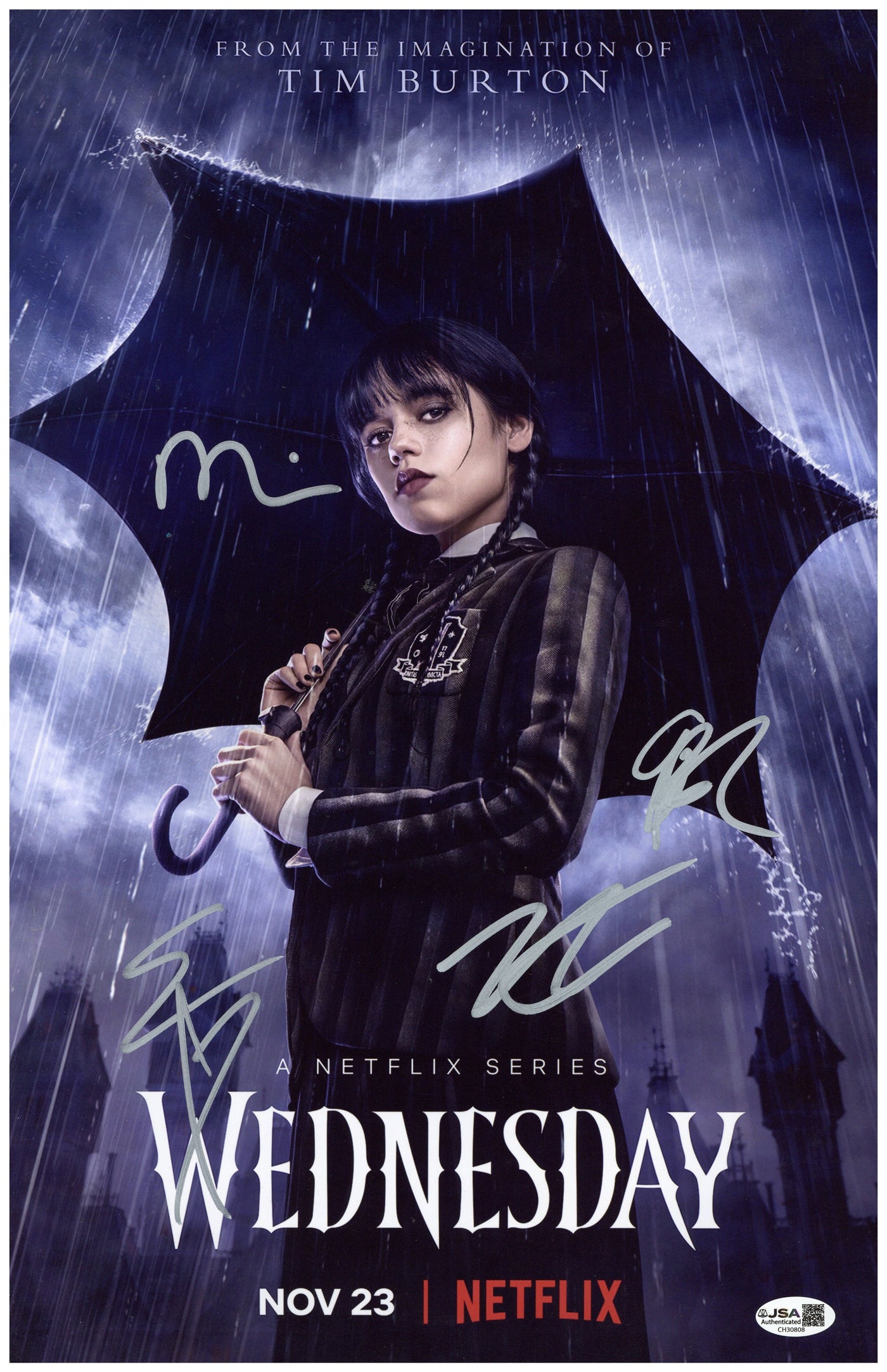 Wednesday Cast Signed 11x17 Photo Emma Myers Autographed JSA COA
