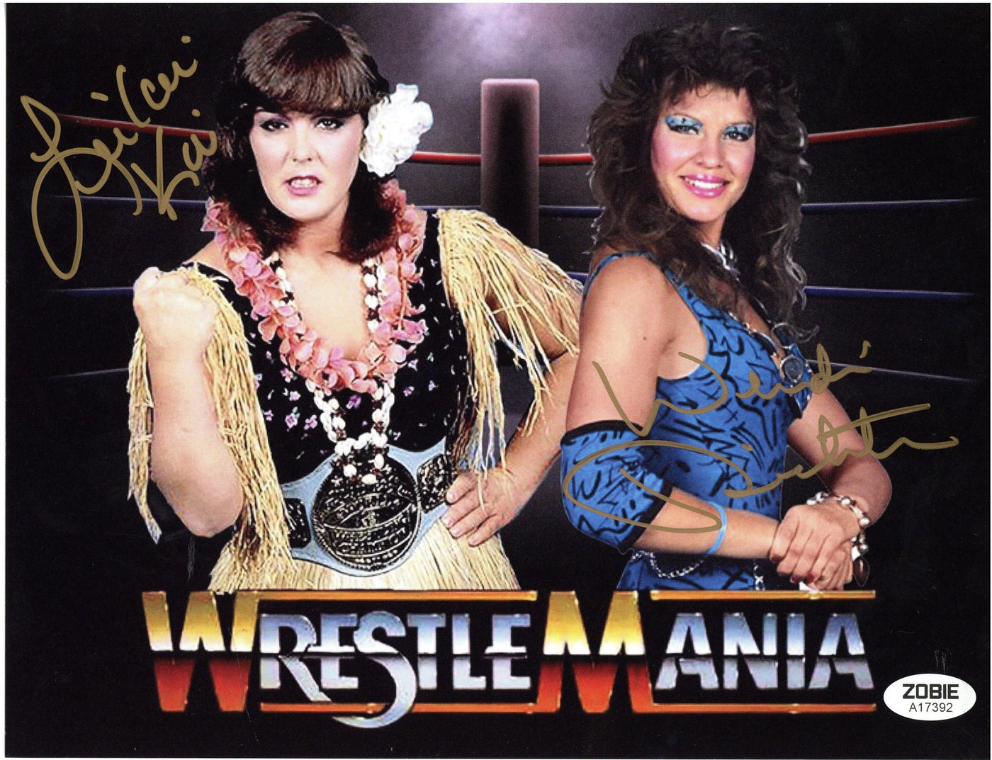 Wendy Richter & Leilani Kai Signed 8.5x11 Photo WWF WRESTLEMANIA Autographed Zobie