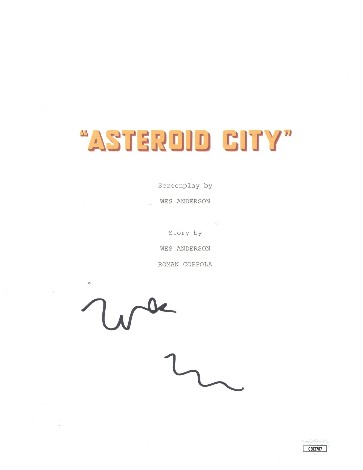 Wes Anderson Signed Asteroid City Script Cover 8.5x11 Autographed JSA COA