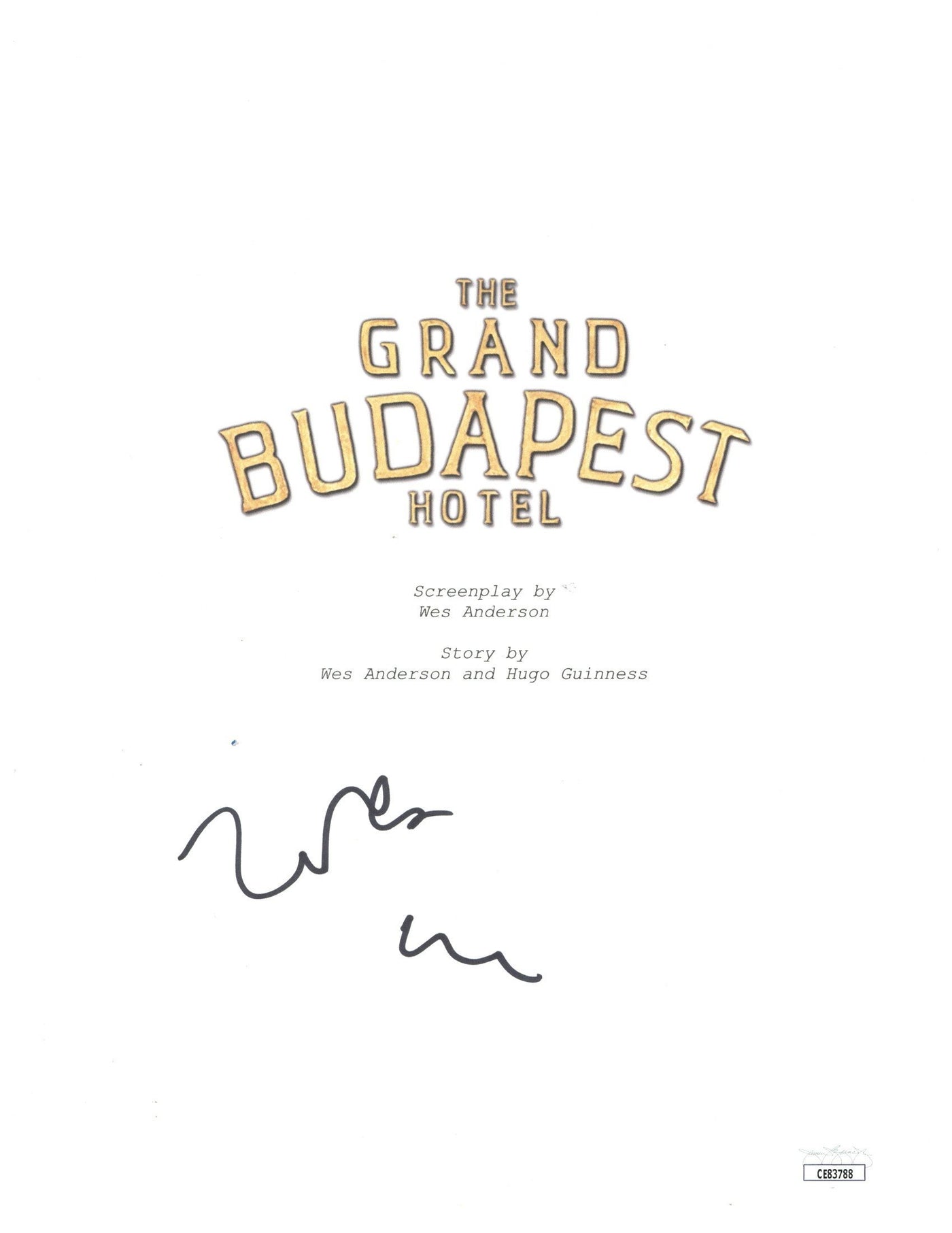 Wes Anderson Signed The Grand Budapest Hotel Script Cover 8.5x11 Autographed JSA