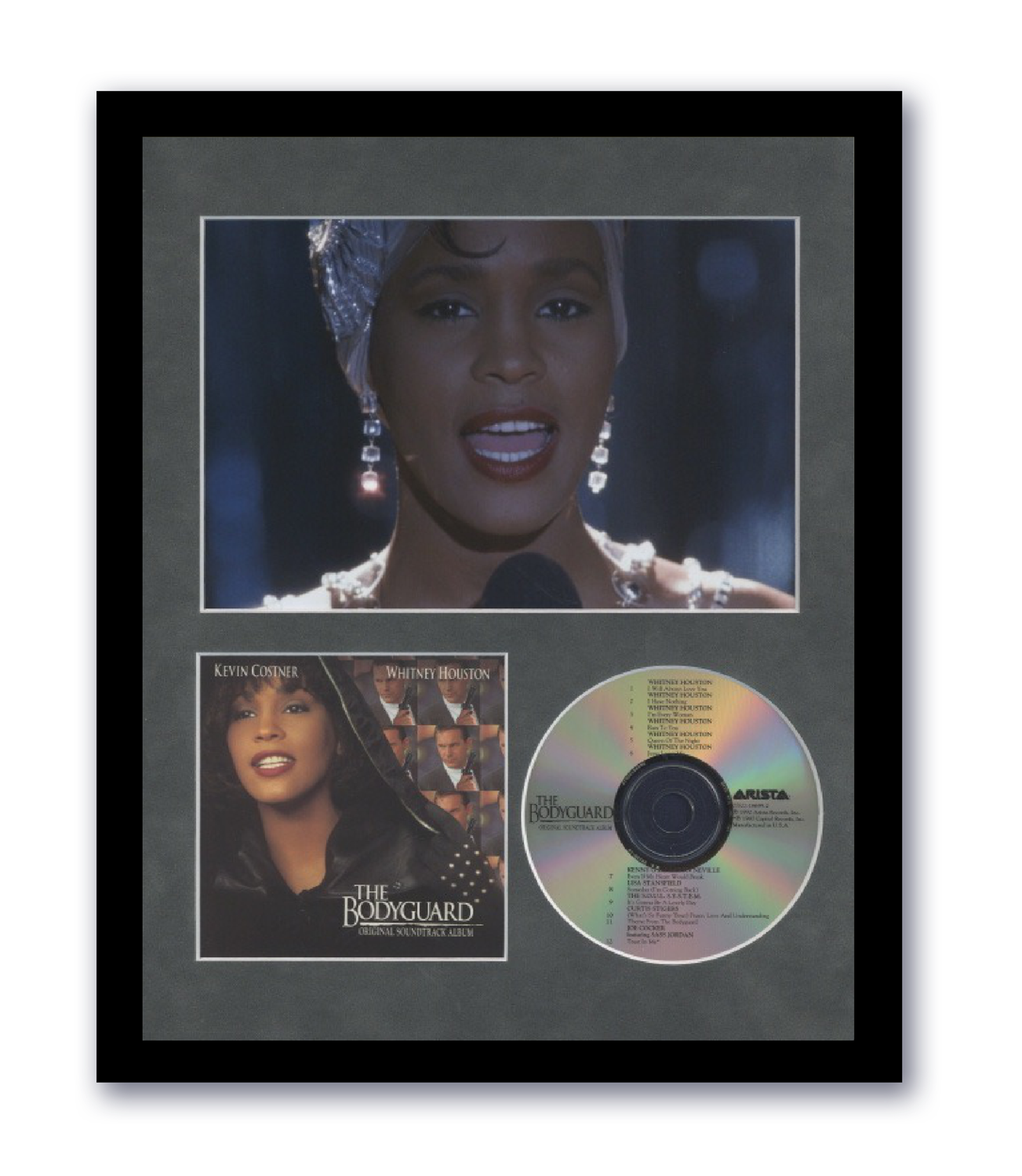 Whitney Houston Custom Framed The Bodyguard Soundtrack CD Wall Décor