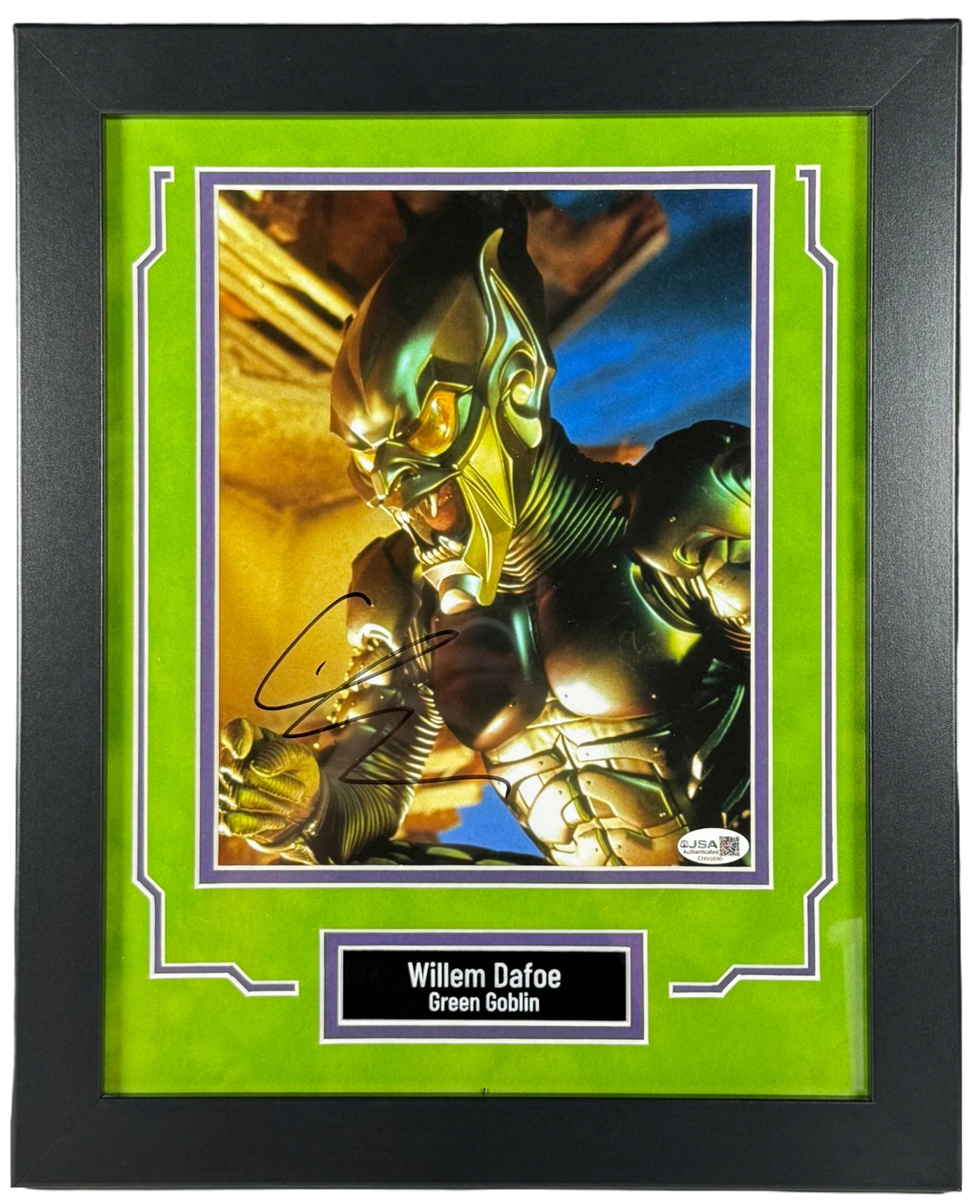 Willem Dafoe Signed Custom Framed 8x10 Photo Green Goblin JSA COA