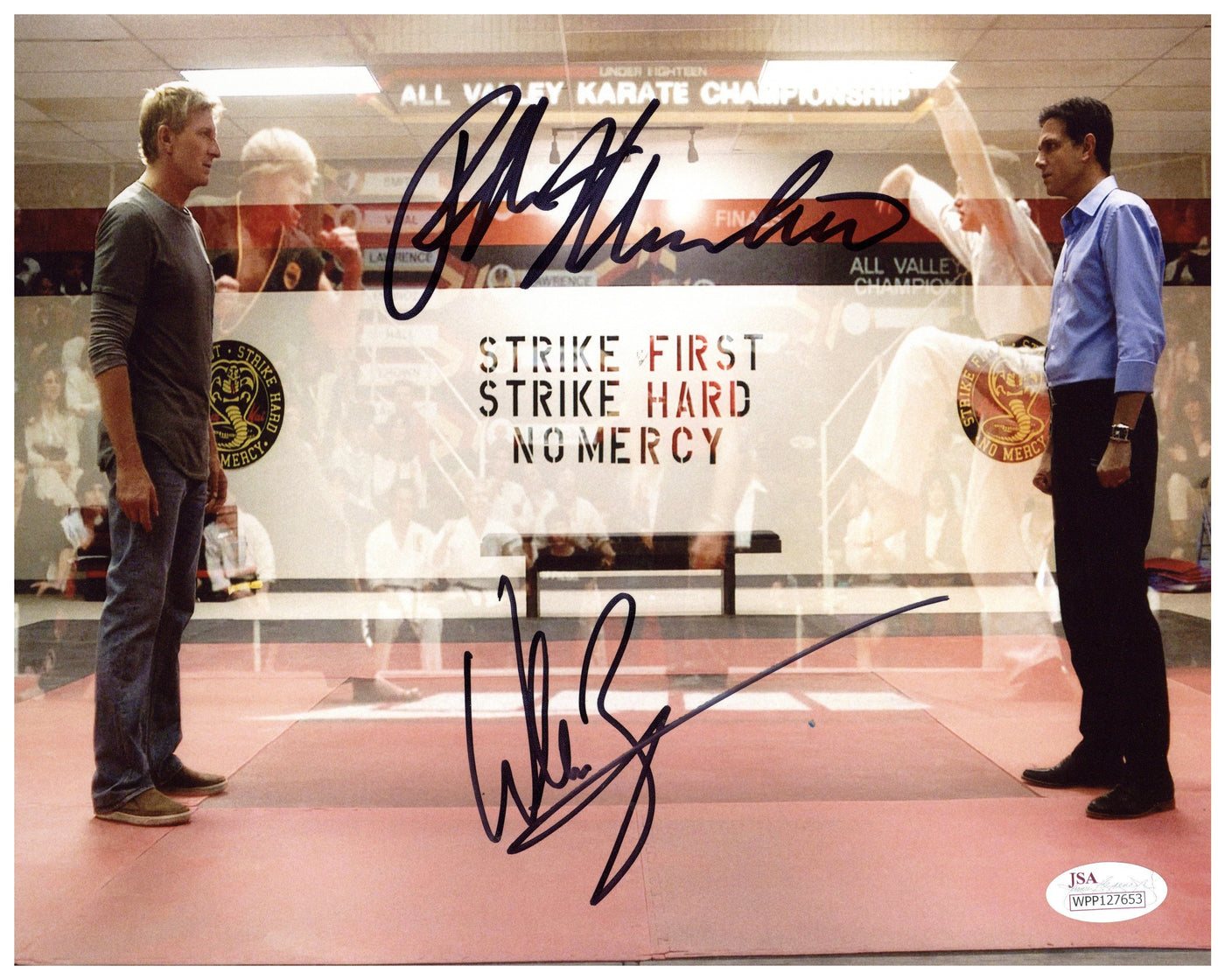 William Zabka & Ralph Macchio Signed 8x10 Photo Cobra Kai Karate Kid JSA COA