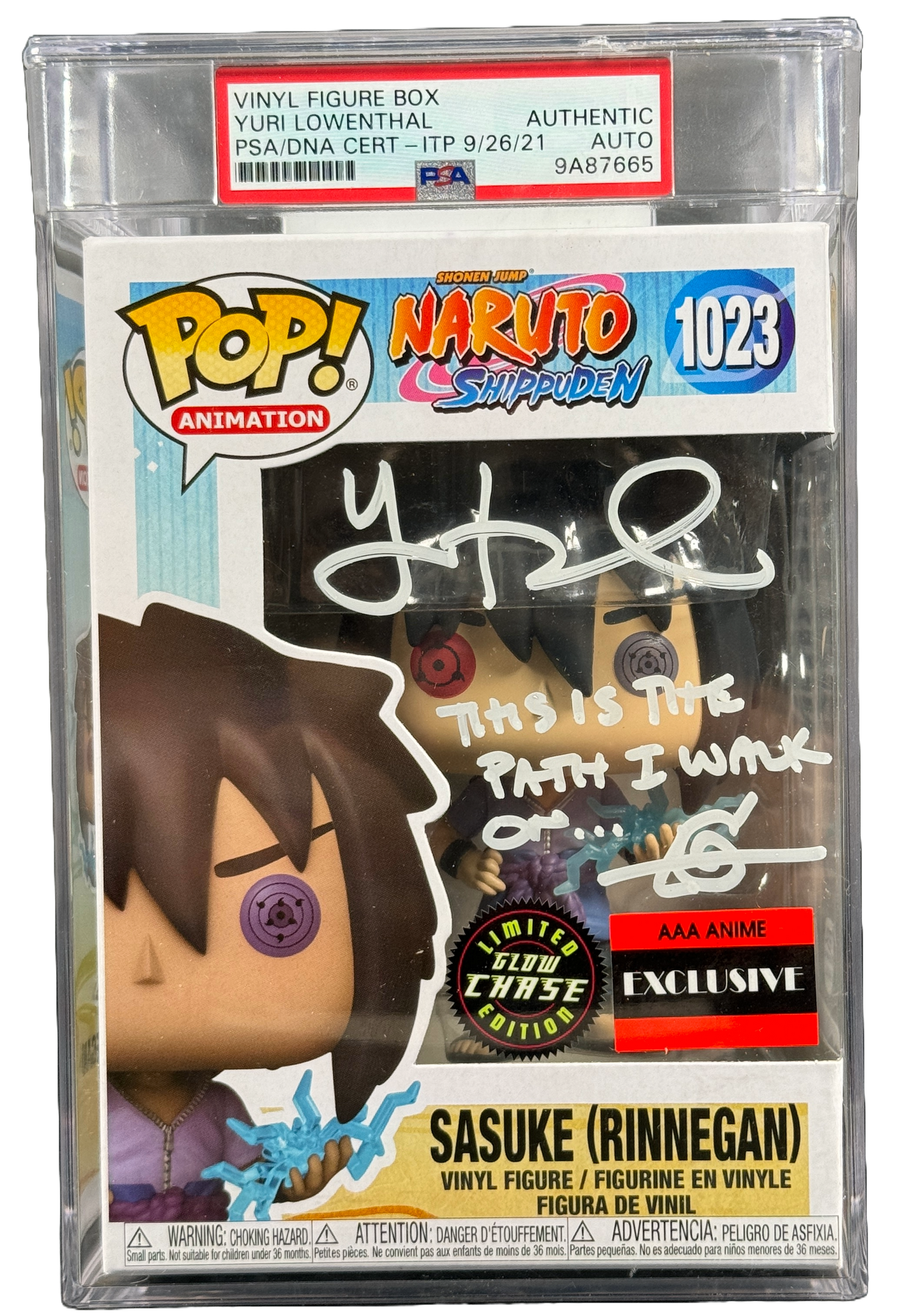 Yuri Lowenthal Signed Funko POP Encapsulated Naruto Sasuke Chase Autograph PSA