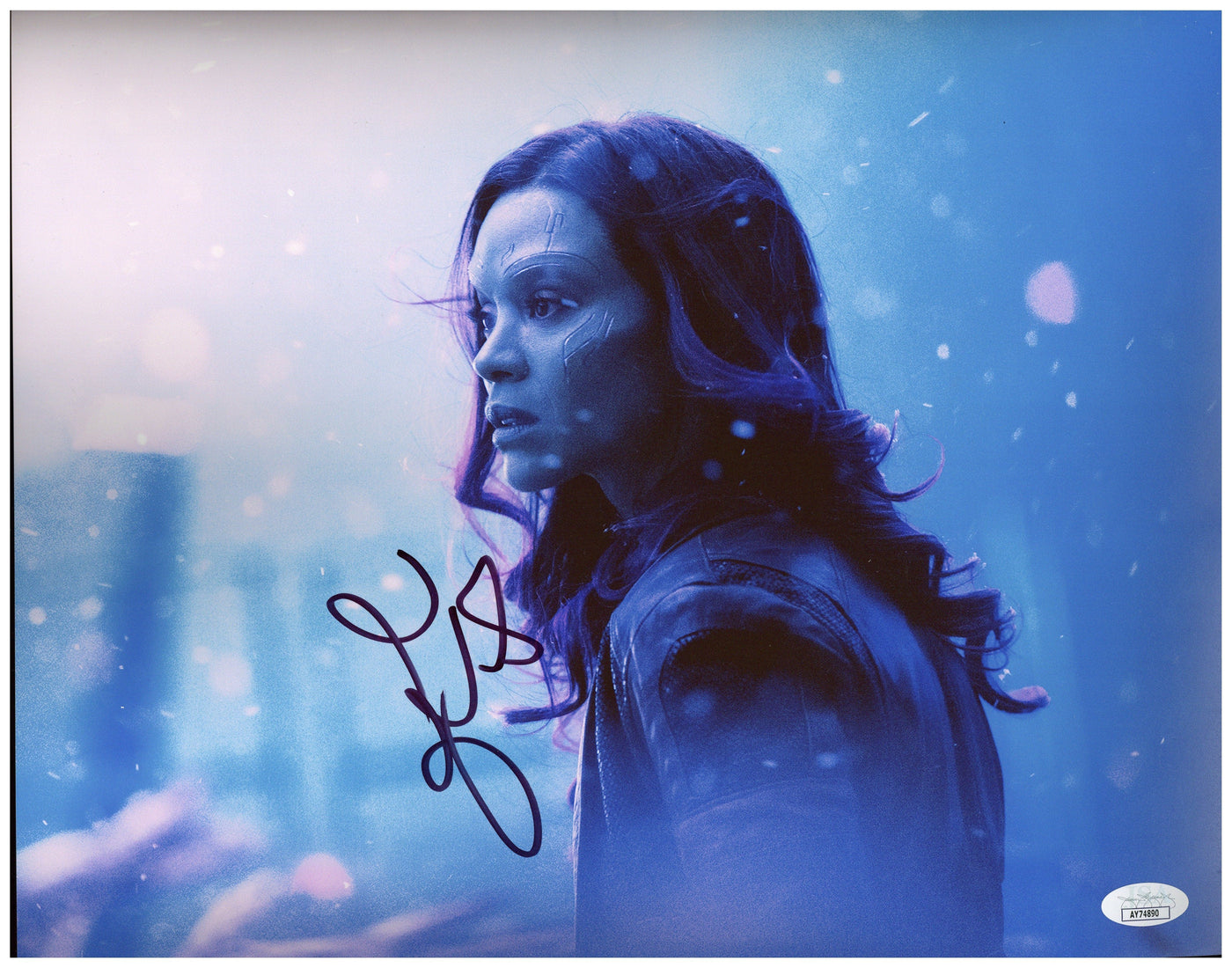 Zoe Saldaña Signed 11x14 Photo Guardians of the Galaxy Gamora Autographed JSA COA