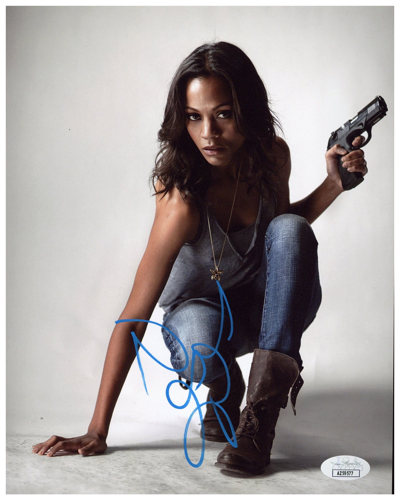 Zoe Saldaña Signed 8x10 Photo Colombiana Autographed JSA COA