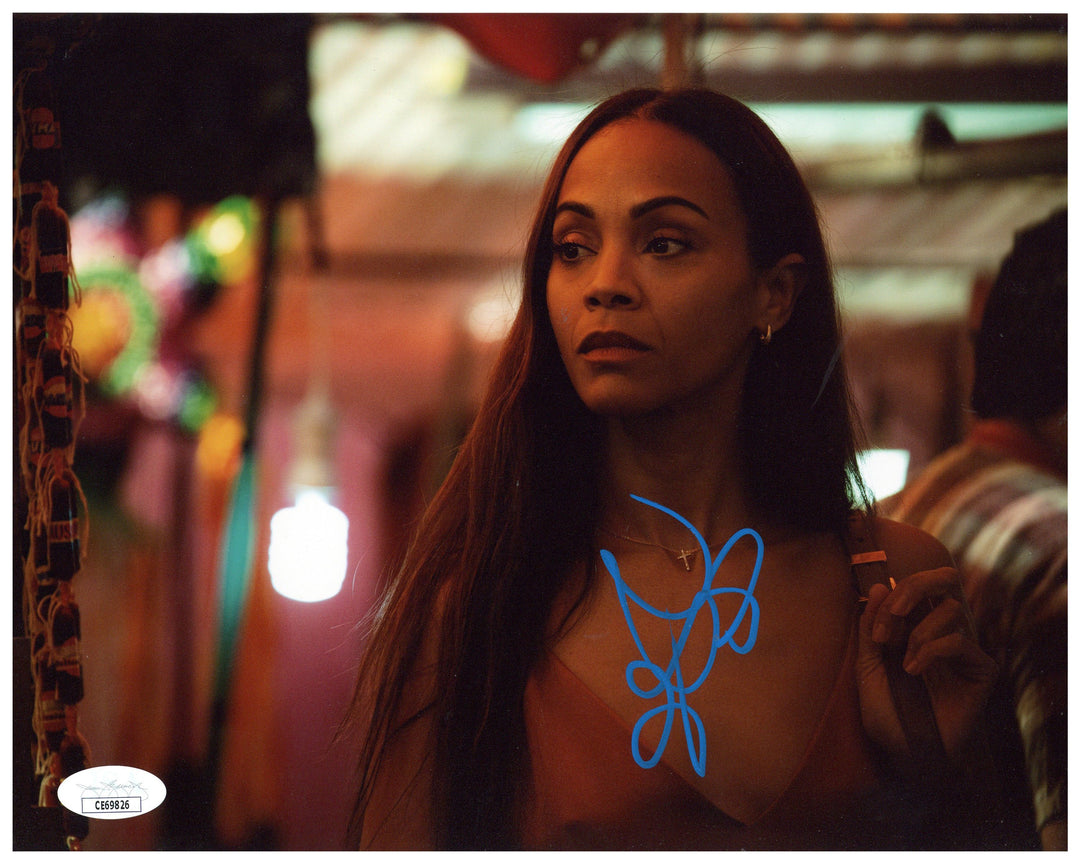 Movie Fan Gift Display Zoe Saldana As Gamora Framed Autograph