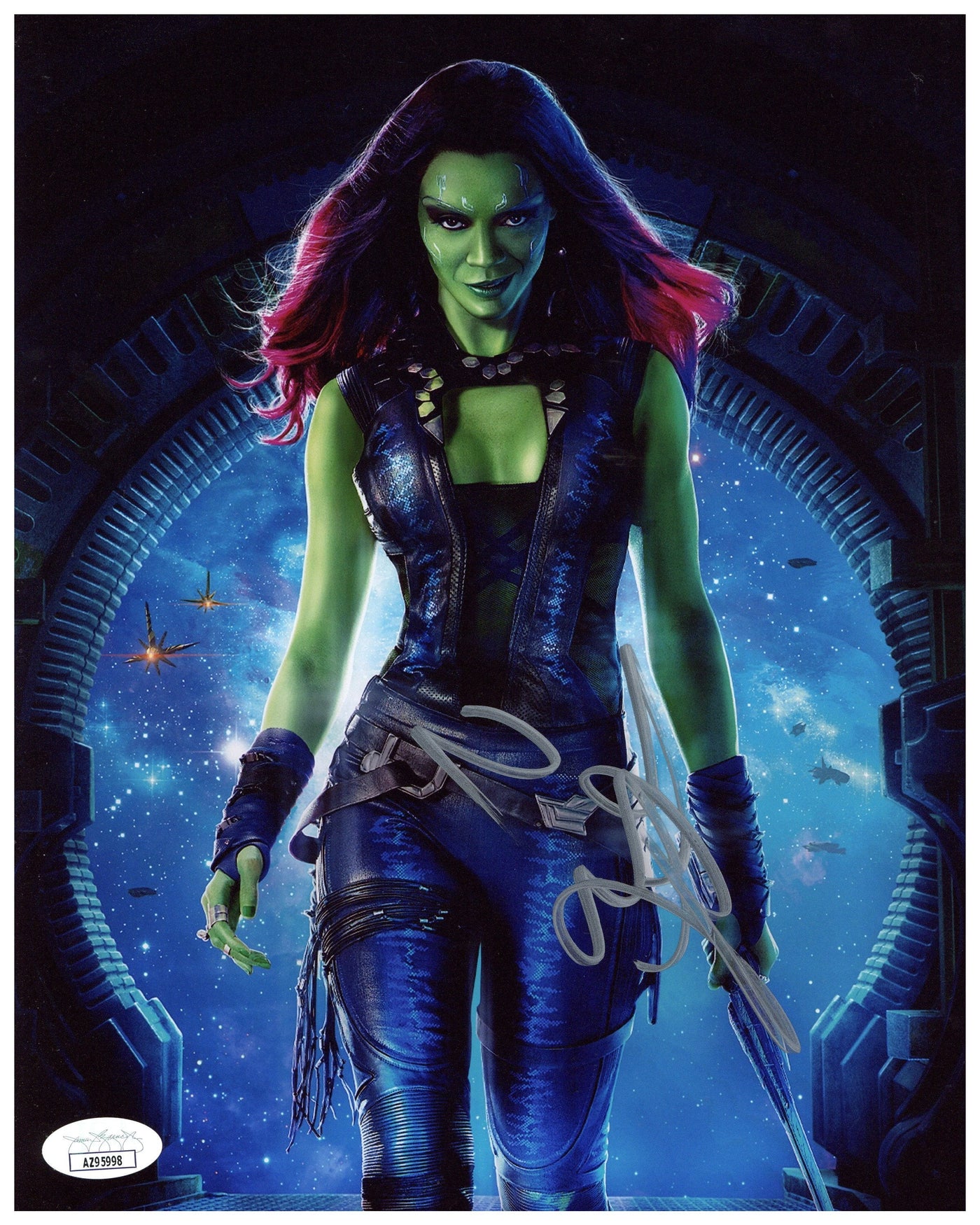 Zoe Saldaña Signed 8x10 Photo Guardians of the Galaxy Gamora Autographed JSA 2