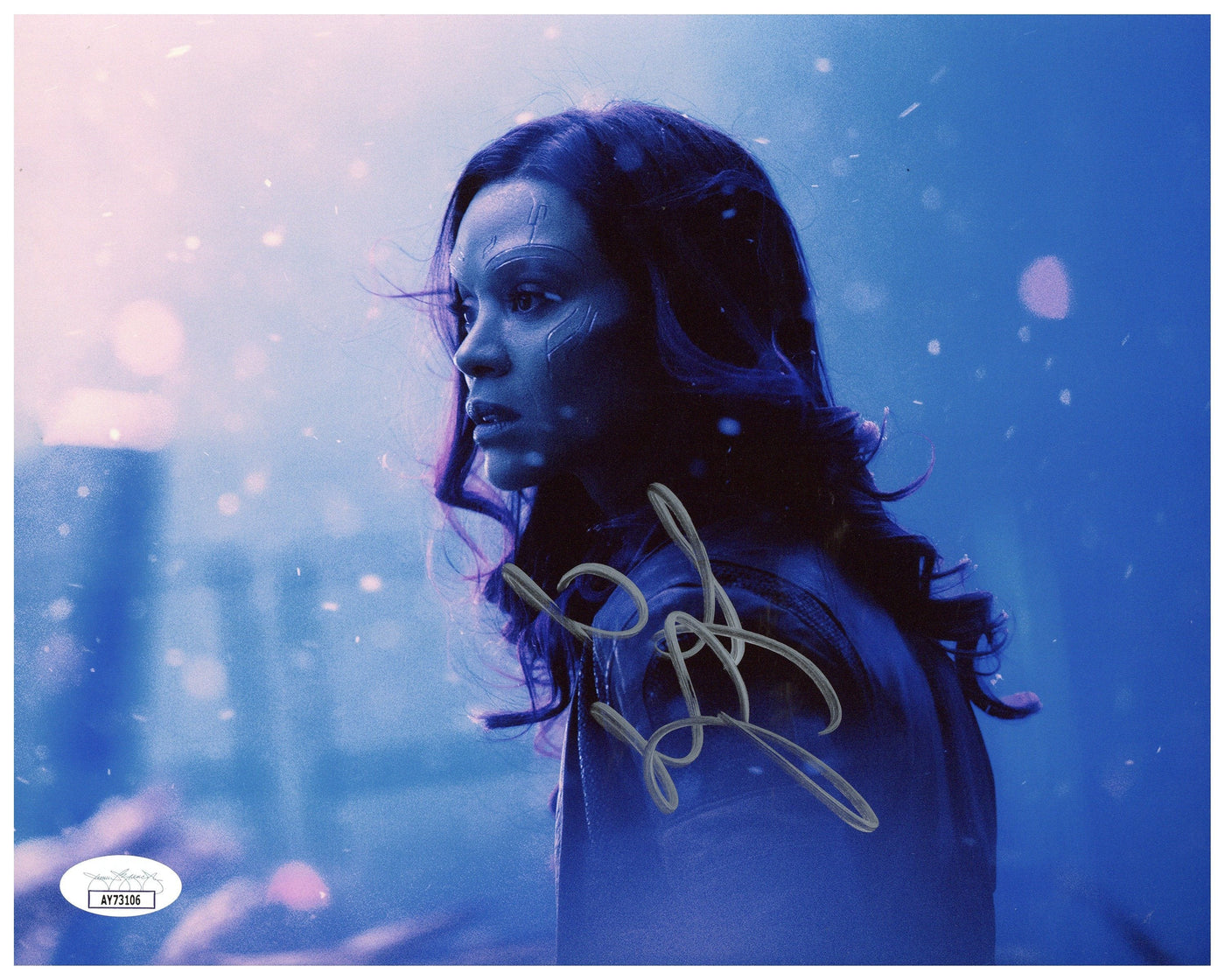 Zoe Saldaña Signed 8x10 Photo Guardians of the Galaxy Gamora Autographed JSA #2