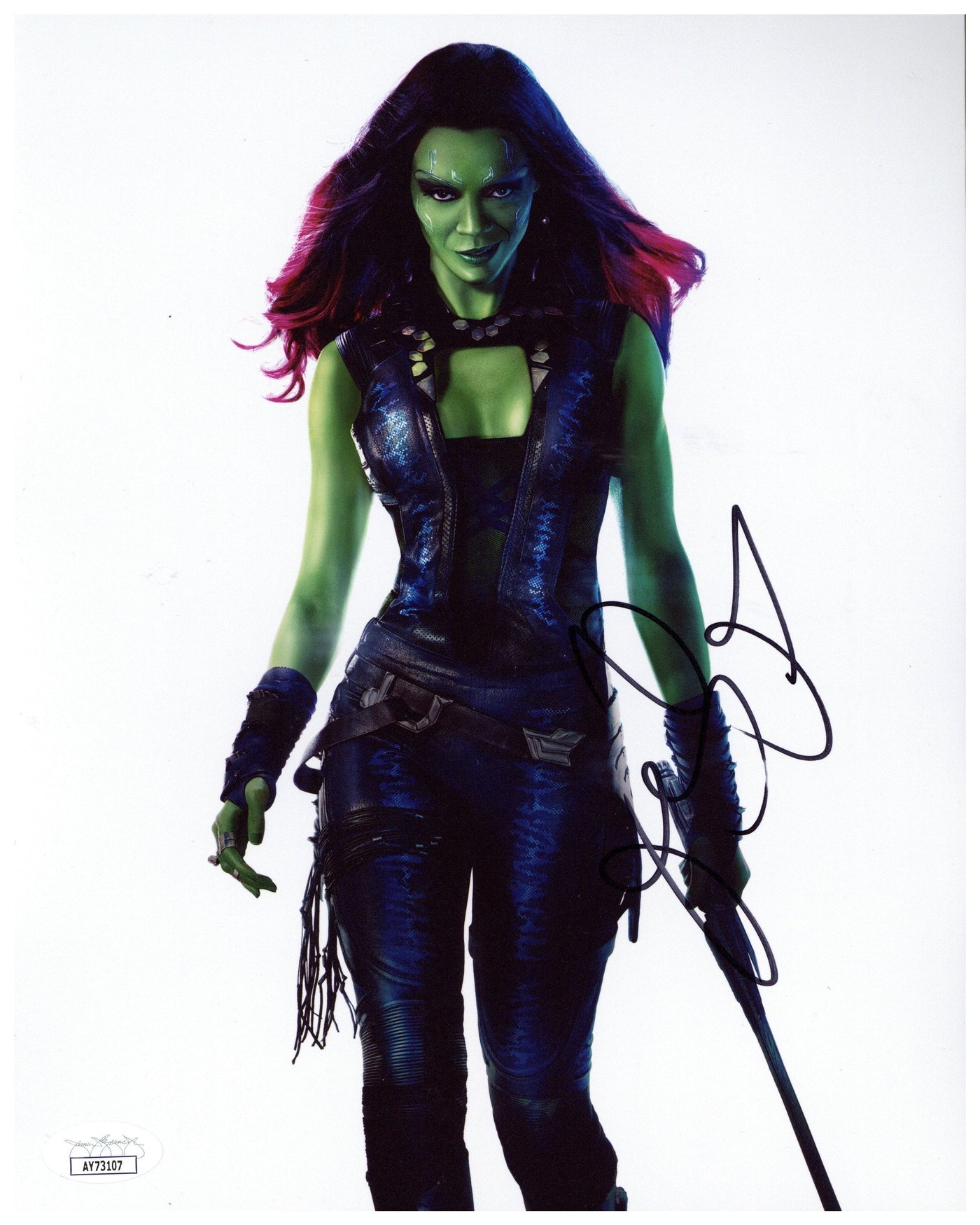 Zoe Saldaña Signed 8x10 Photo Guardians of the Galaxy Gamora Autographed JSA #3