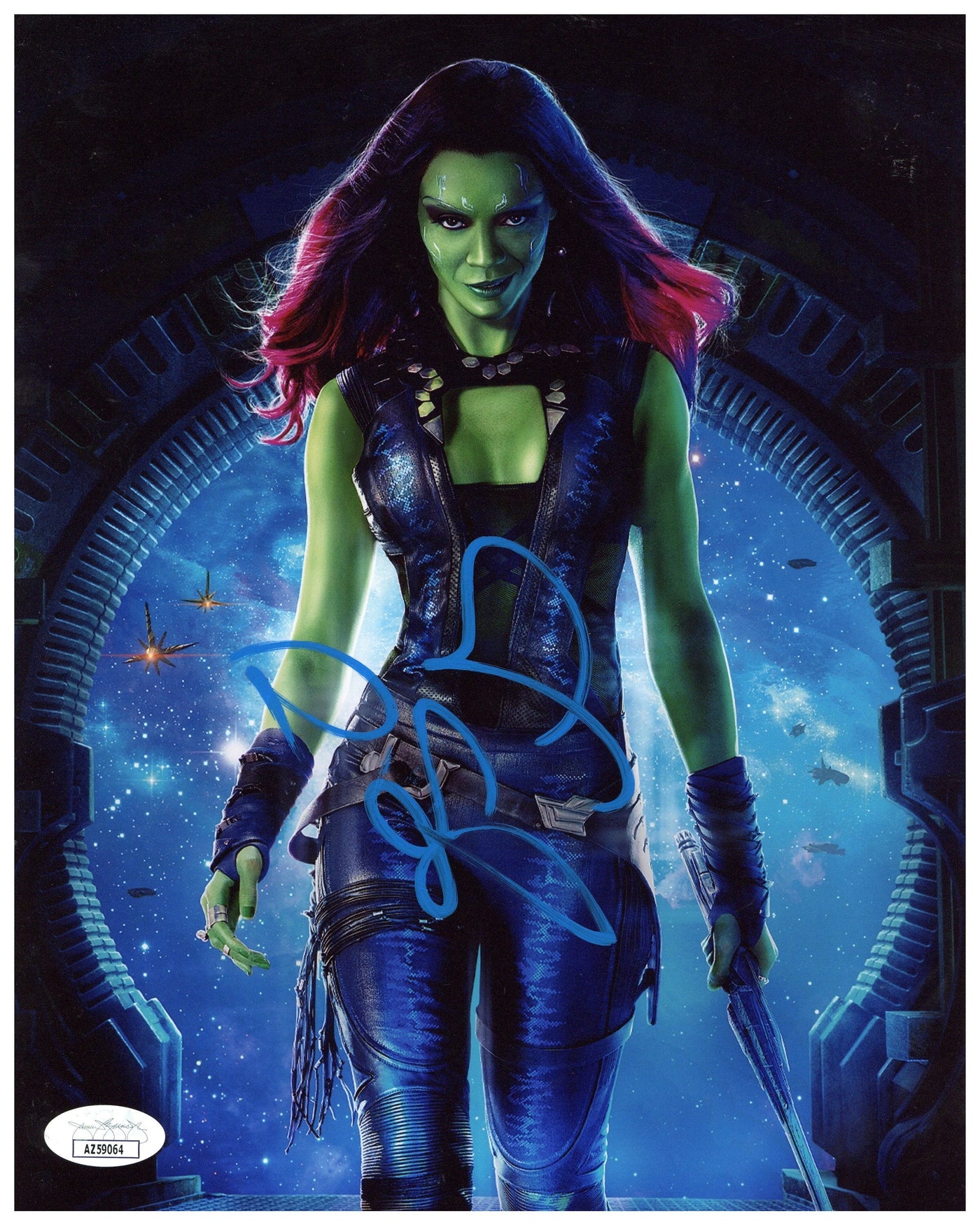 Zoe Saldaña Signed 8x10 Photo Guardians of the Galaxy Gamora Autographed JSA COA 2