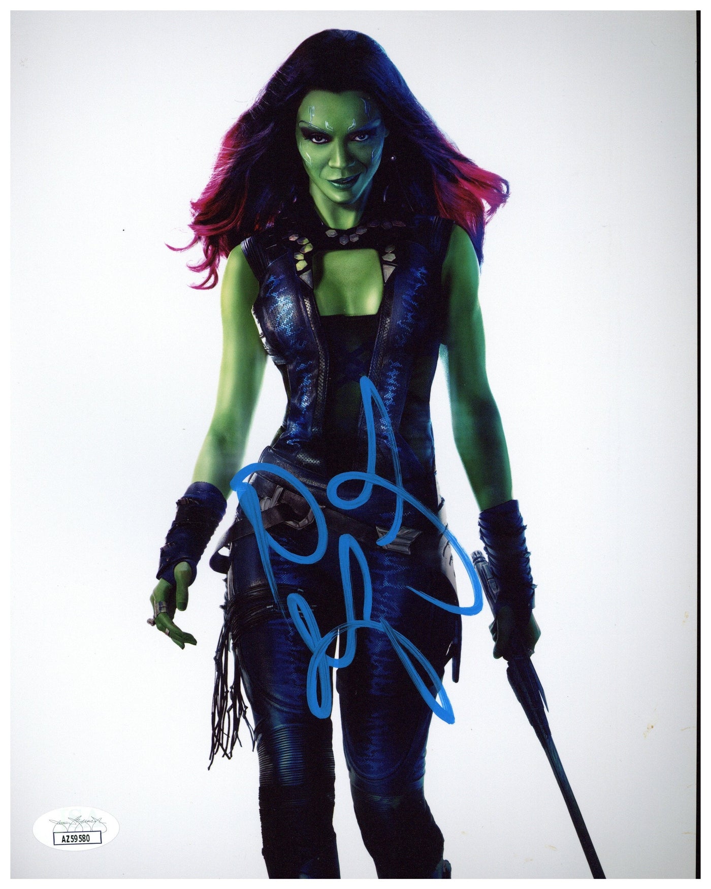 Zoe Saldaña Signed 8x10 Photo Guardians of the Galaxy Gamora Autographed JSA COA 3