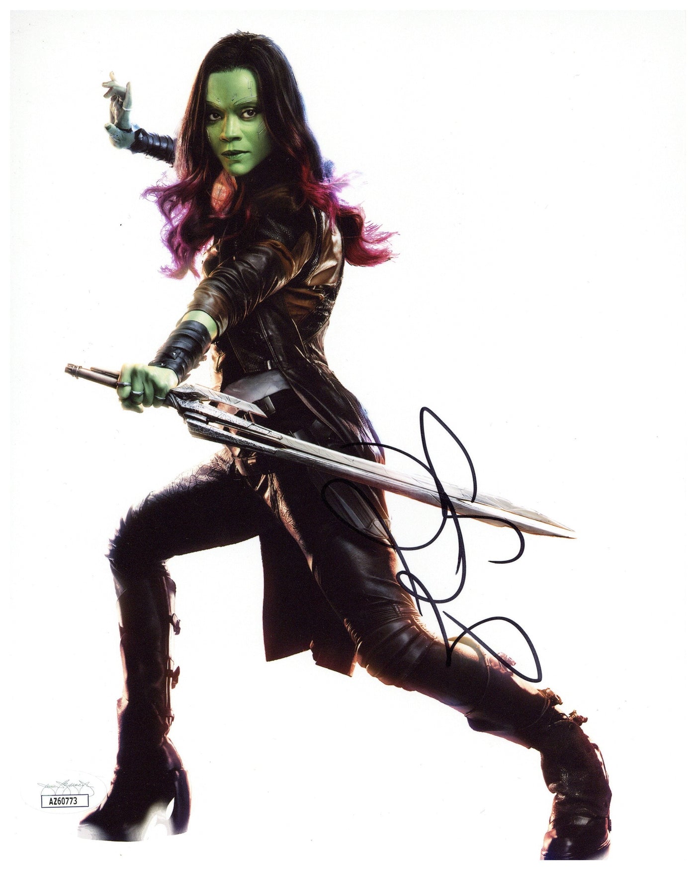 Zoe Saldaña Signed 8x10 Photo Guardians of the Galaxy Gamora Autographed JSA COA 4