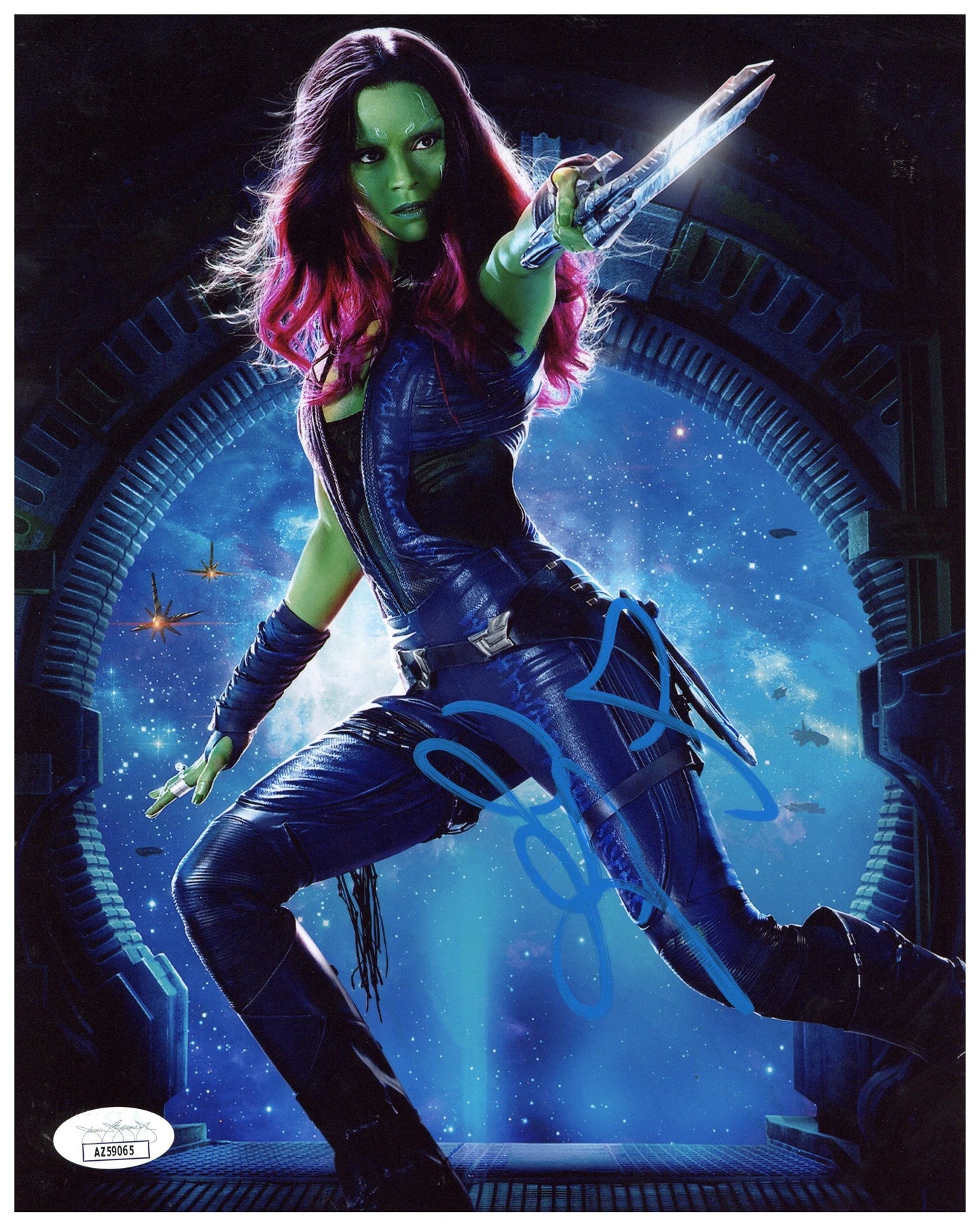 Zoe Saldaña Signed 8x10 Photo Guardians of the Galaxy Gamora Autographed JSA COA