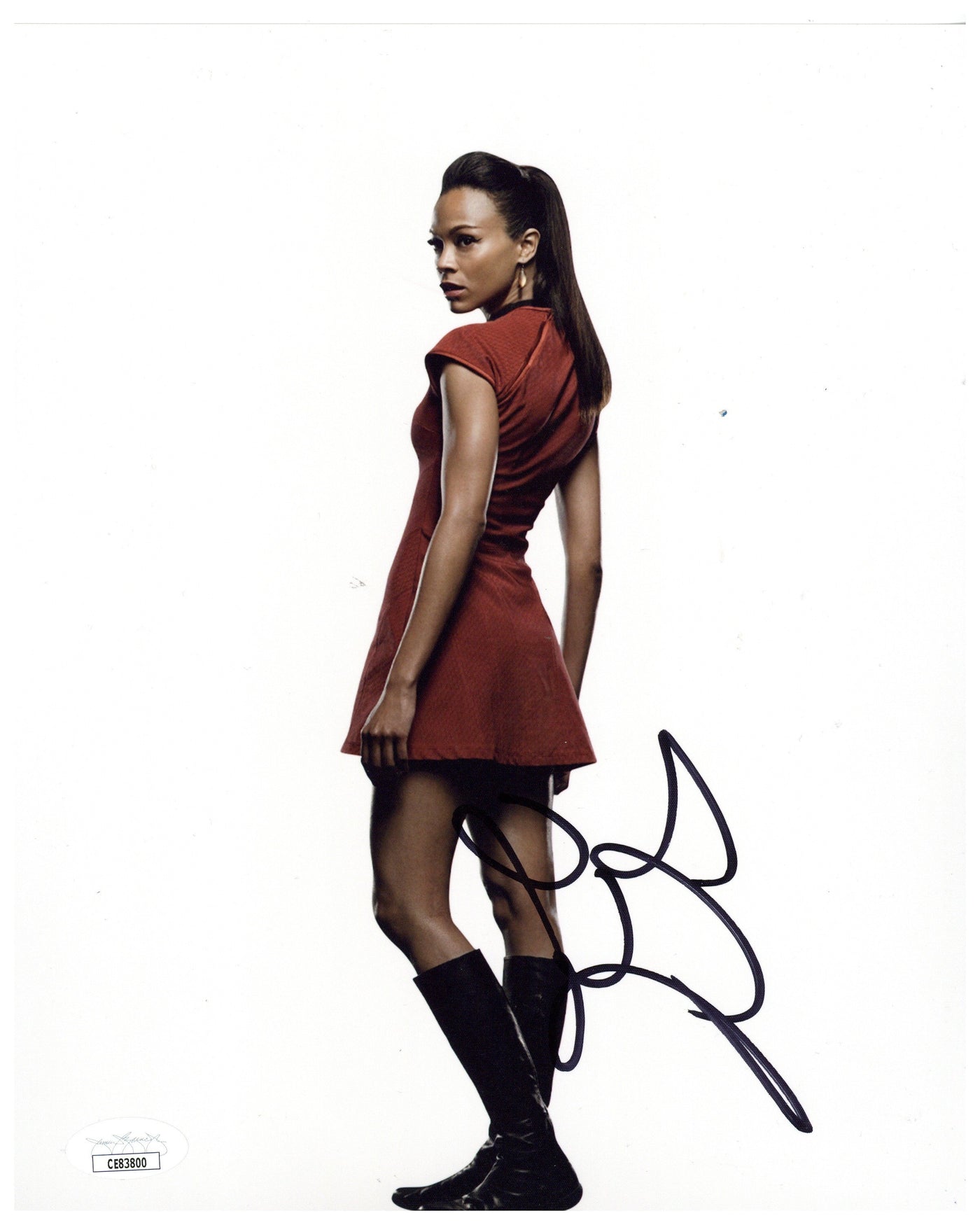Zoe Saldaña Signed 8x10 Photo Star Trek Autographed JSA COA 2