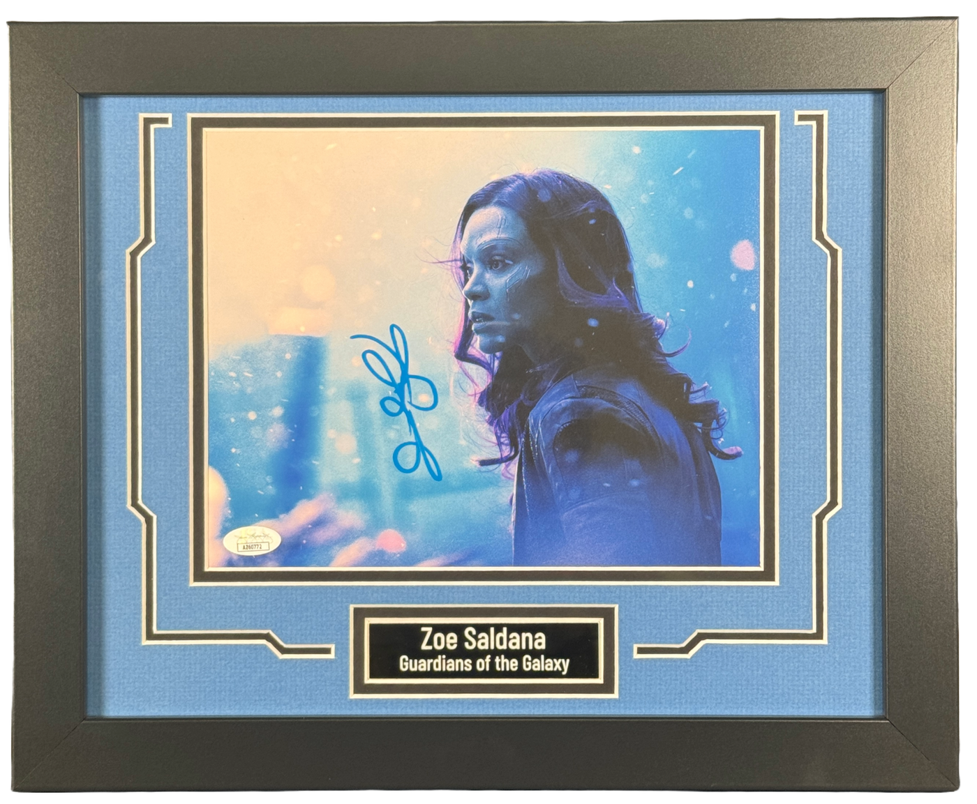 Zoe Saldaña Signed Custom Framed 8x10 Photo Guardians of the Galaxy JSA COA