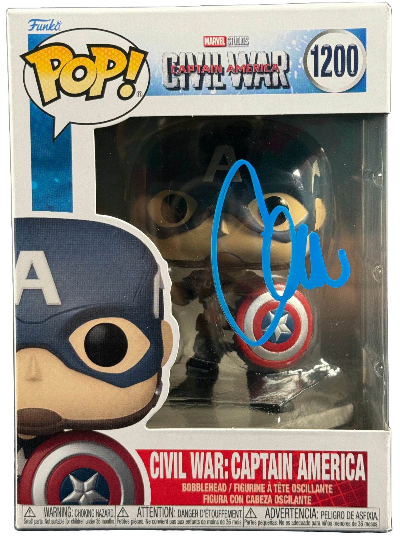 Chris Evans Signed Funko Pop Marvel's Captain America Autographed ACOA COA