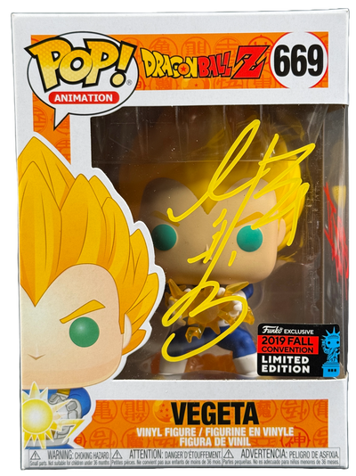 Ryō Horikawa & Christopher Sabat Signed Dragon Ball Z Vegeta Funko Pop BAS COA