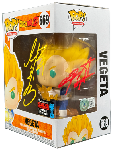 Ryō Horikawa & Christopher Sabat Signed Dragon Ball Z Vegeta Funko Pop BAS COA