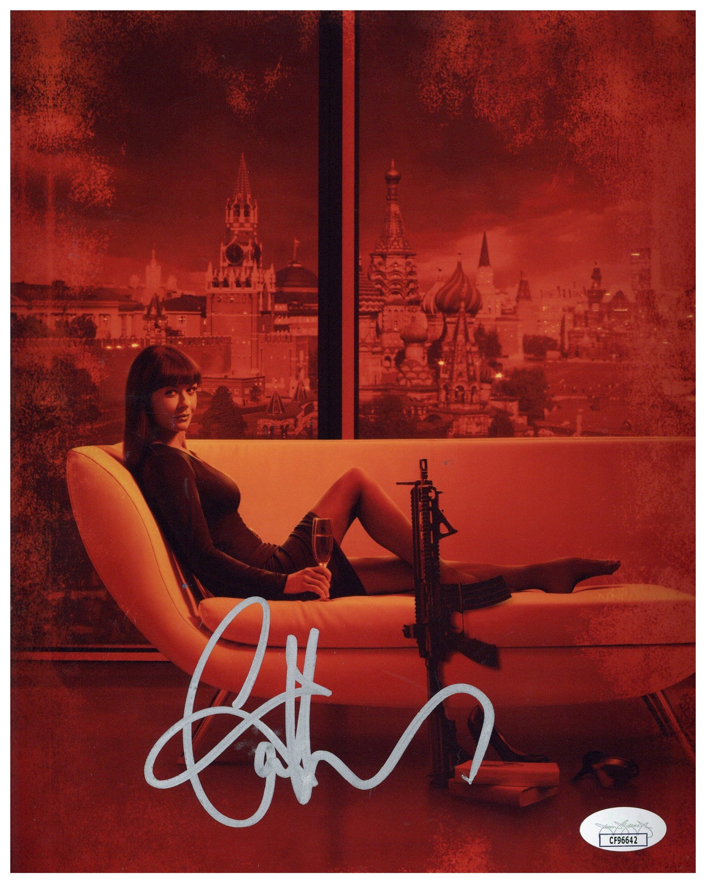 Catherine Zeta-Jones Signed 8x10 Photo Red Autographed JSA COA