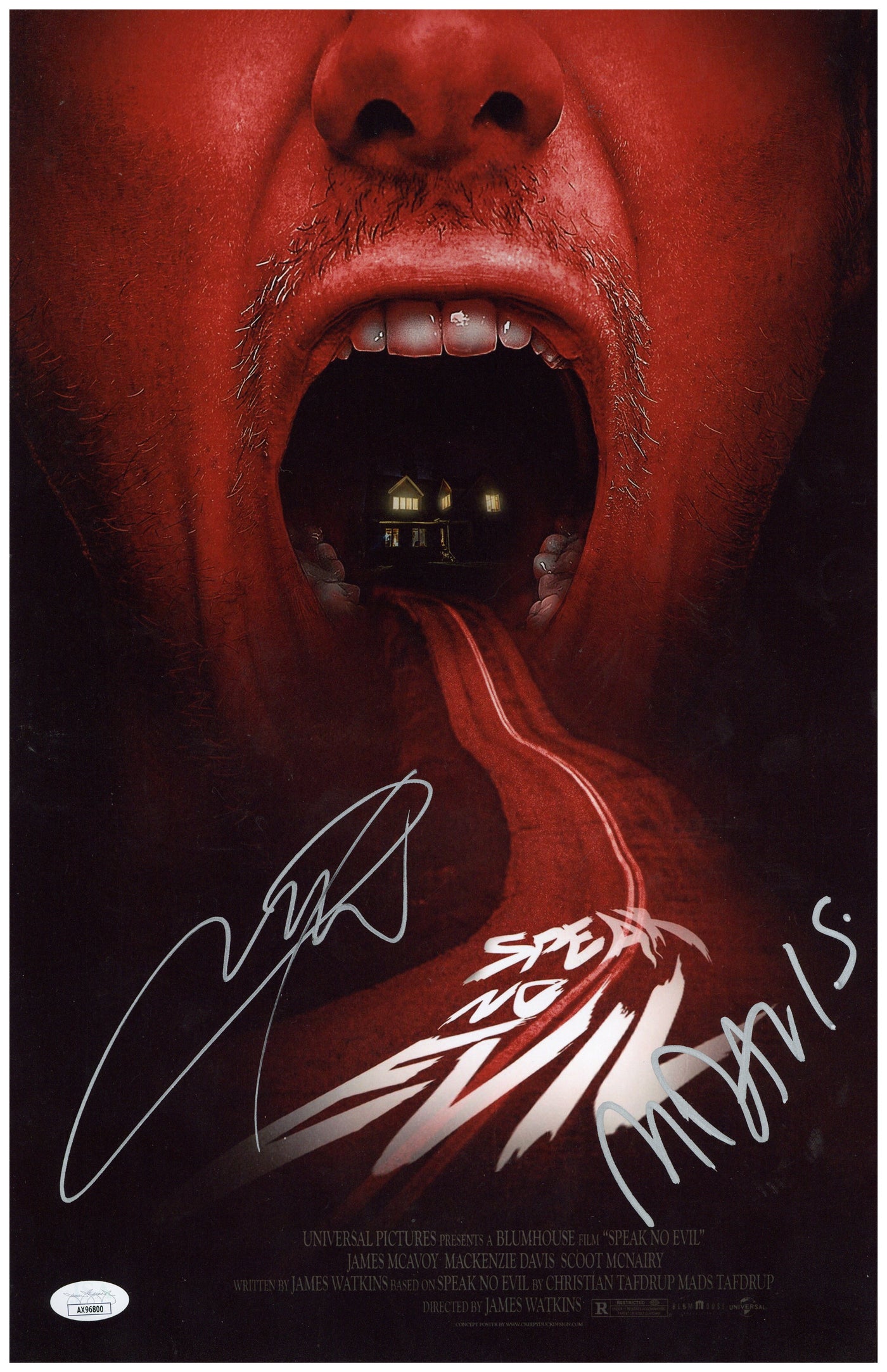 James McAvoy & Mackenzie Davis Signed 11x17 Photo Speak No Evil Autographed JSA #2