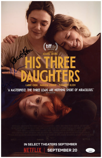 His Three Daughters Signed Cast 11x17 Carrie Coon Elizabeth Olsen Autographed JSA COA