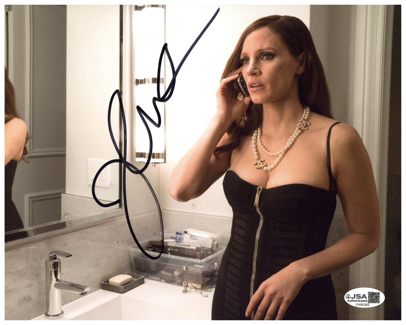 Jessica Chastain Signed 8x10 Photo Molly's Game Autographed JSA COA