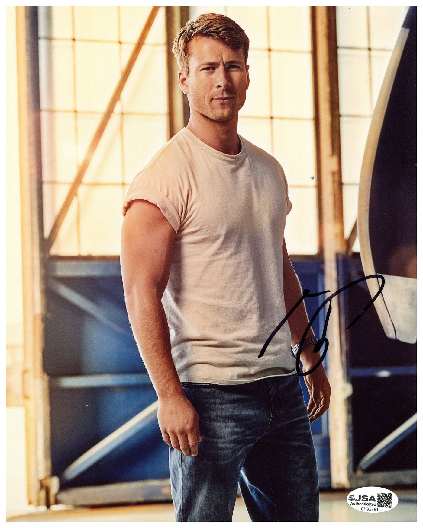 Glen Powell Signed 8x10 Photo Top Gun Hangman Autographed JSA COA #4