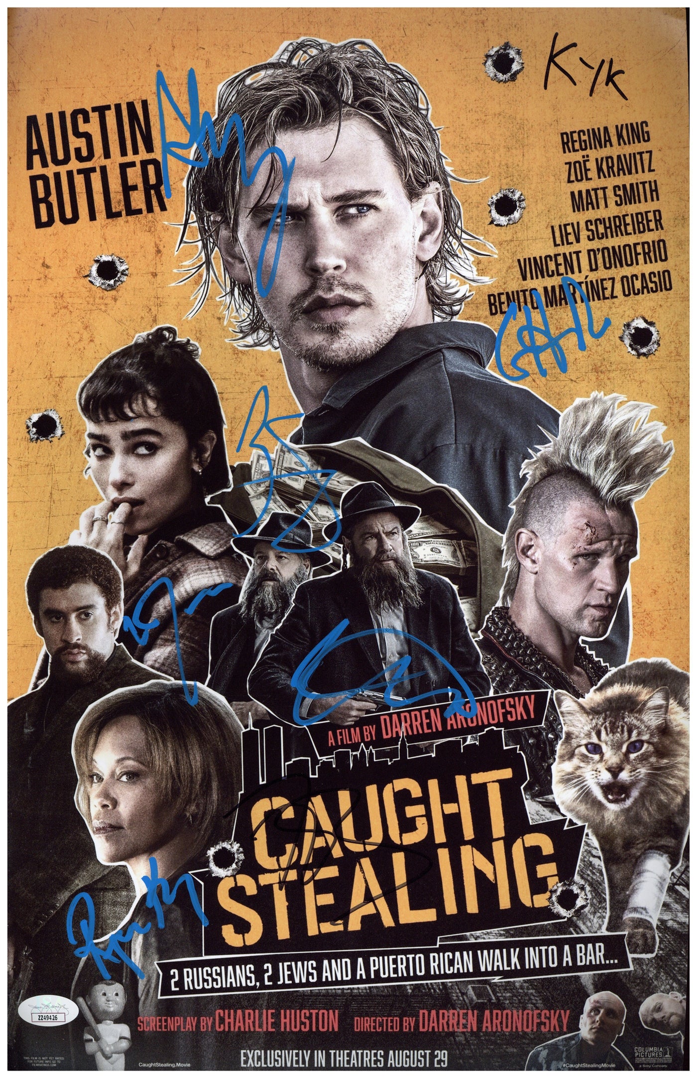 Caught Stealing Signed 11x17 Photo Cast Autographed JSA COA 4