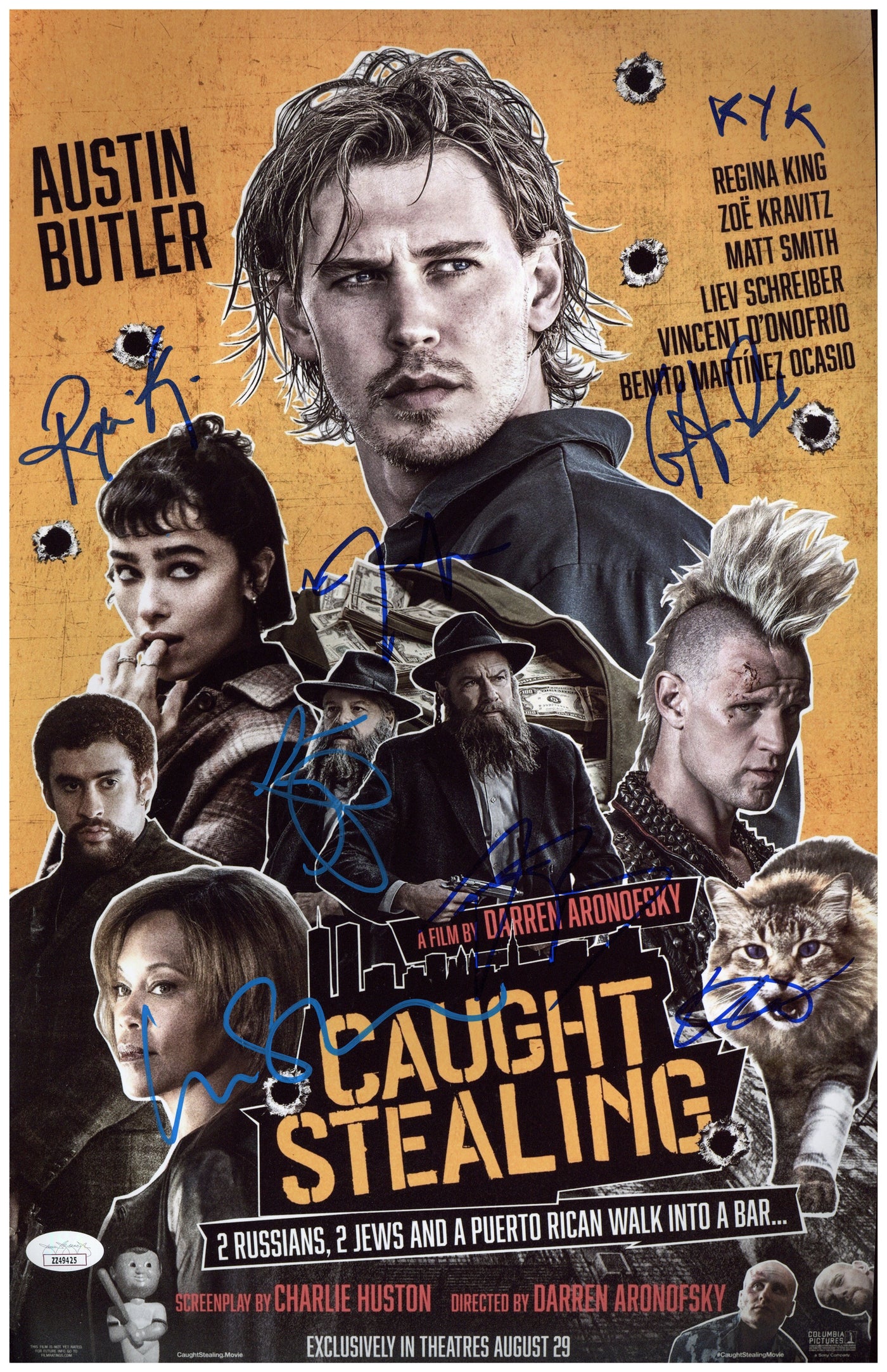 Caught Stealing Signed 11x17 Photo Cast Autographed JSA COA 3