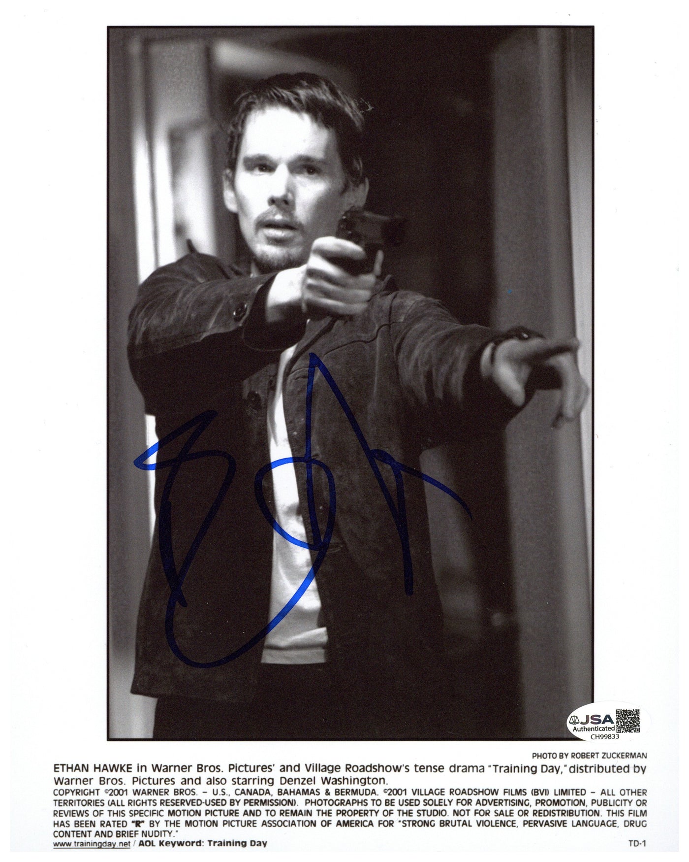 Ethan Hawke Signed 8x10 Photo Training Day Autographed JSA COA 7