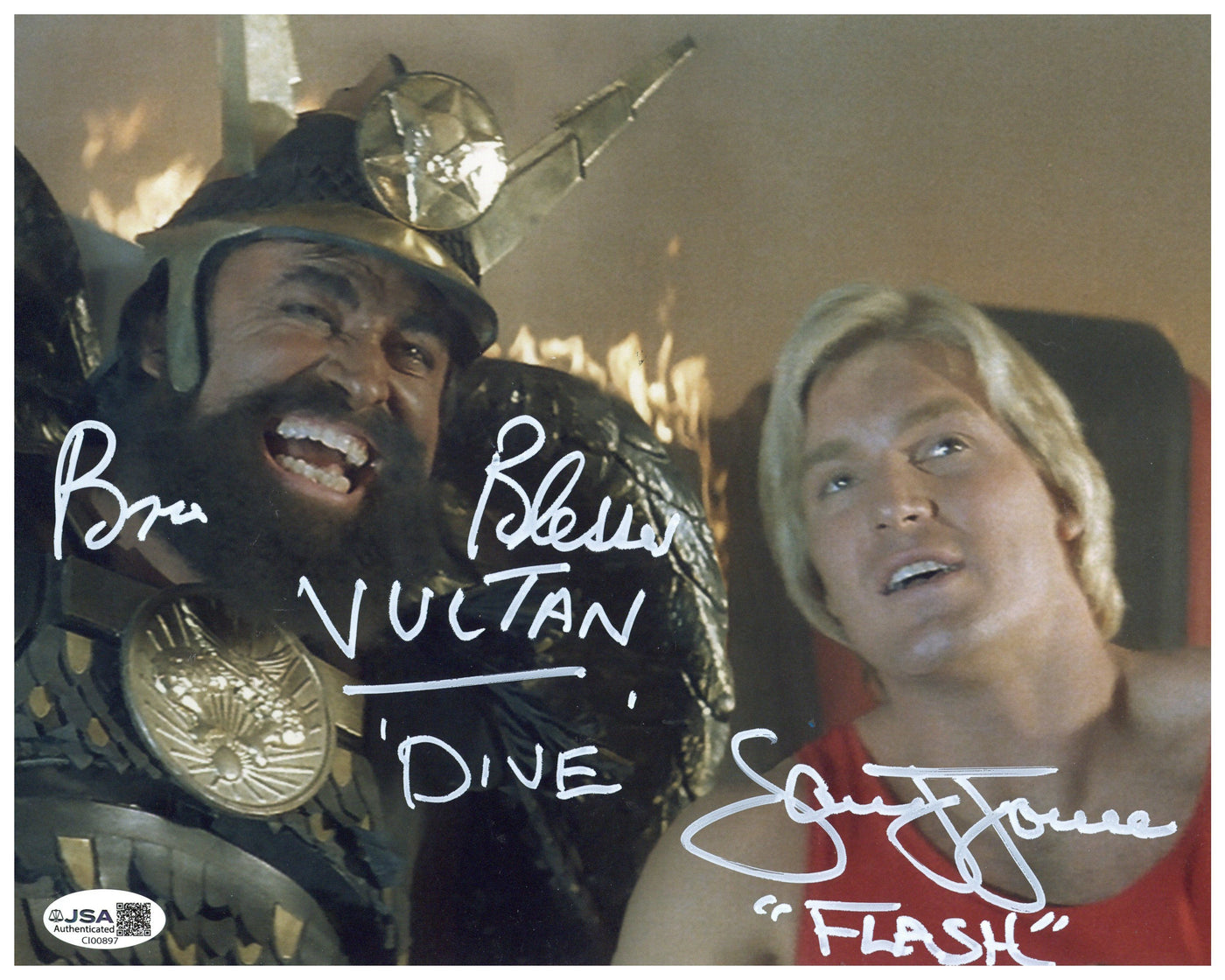 Brian Blessed & Sam Jones Signed 8x10 Photo Flash Gordon Autographed JSA COA