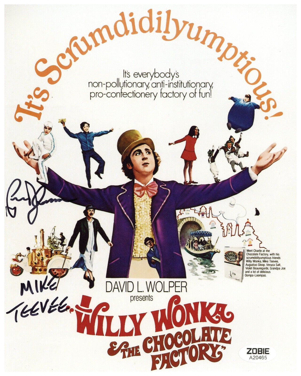 Paris Themmen Signed 8x10 Photo Willy Wonka Autographed Zobie COA #3