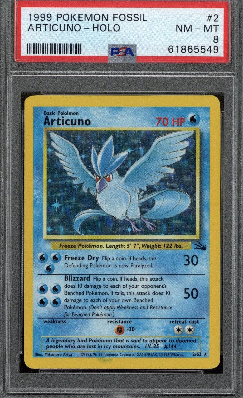 1999 Pokemon Fossil Articuno - Hologram #2 PSA 8