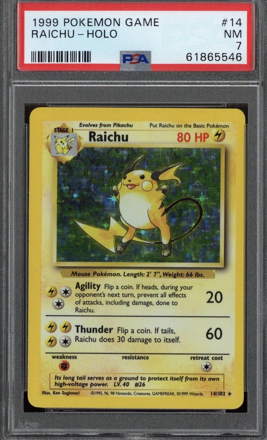 1999 Pokemon Game Raichu - Hologram #14 PSA 7