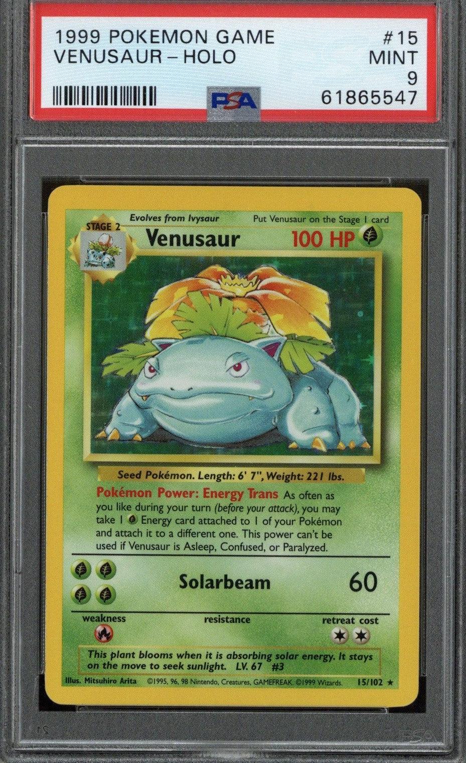 1999 Pokemon Game Venusaur Hologram #15 PSA 9
