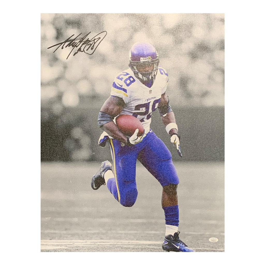 Adrian Peterson Signed Football Photo 11x14 Minnesota Vikings JSA COA