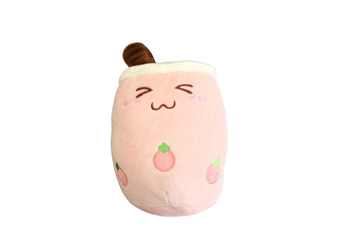 Boba Tea "S" Size Strawberry Plushie Toy (Closed Eyes) - 10 Inches Tall/ 5 Inches Wide-Plushie-Zobie Productions-Zobie Productions