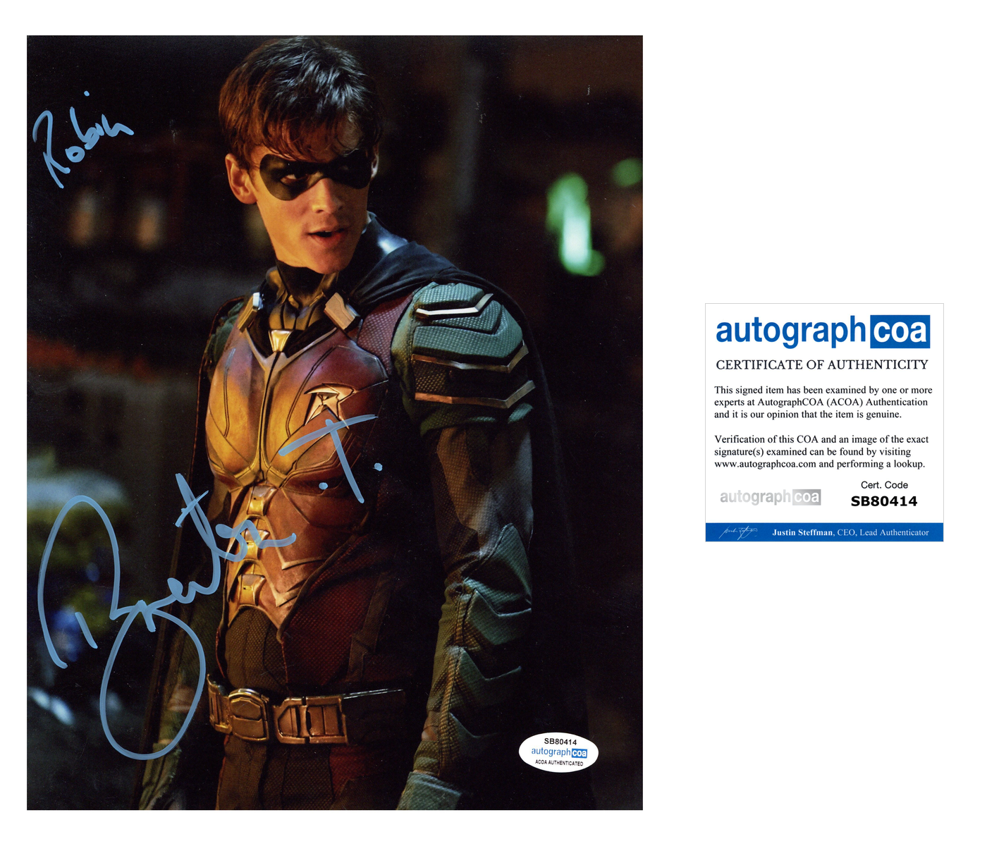 Brenton Thwaites Signed 8x10 Photo DC Titans Robin Autographed ACOA