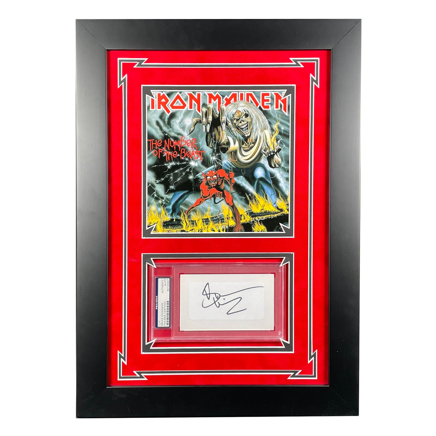 Bruce Dickinson Signed Cut PSA/DNA Slabbed Iron Maiden Custom Framed Autographed